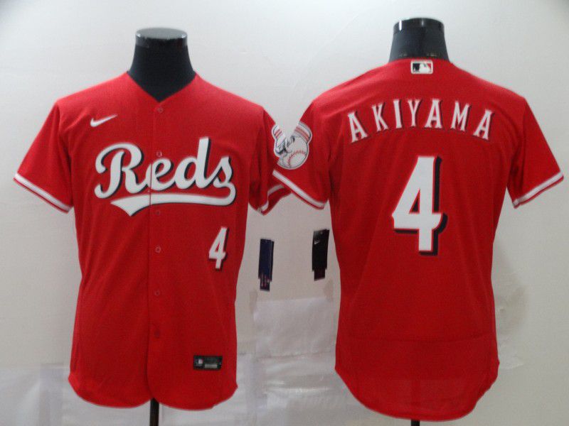 Men Cincinnati Reds #4 Akiyama Red Nike Elite MLB Jerseys-0